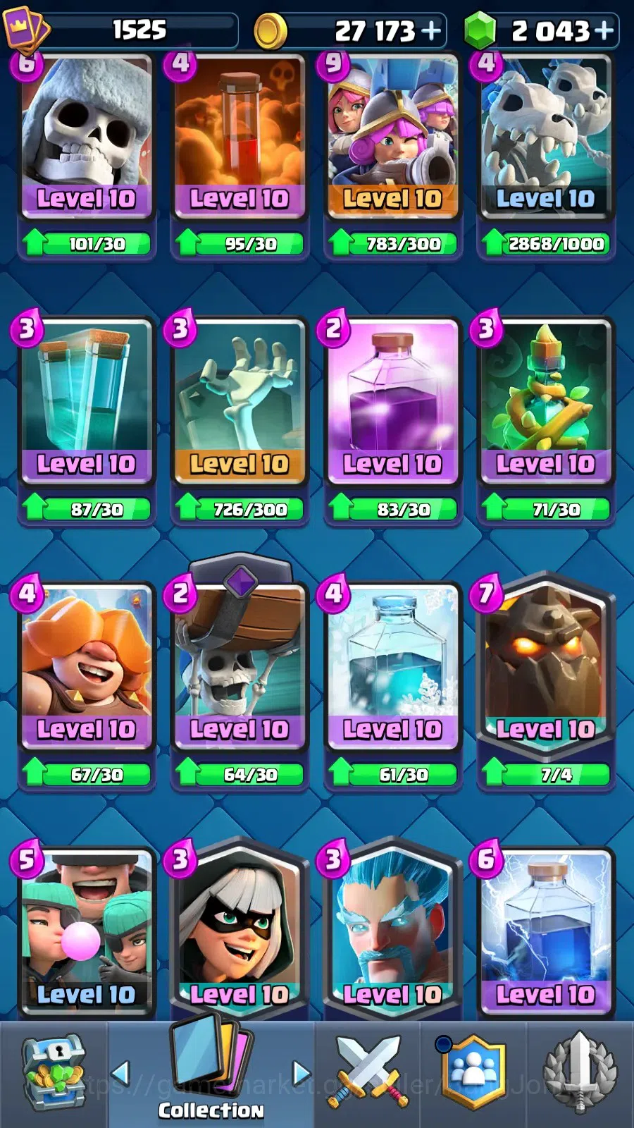 Clash Royale Accounts High-End CL 1525|Trophy 11555| KTL 15|Card 121|4 Max|4 Hero|12 EVO|Arena 28 |2043 Gems|TakeMail(CR016B) 9