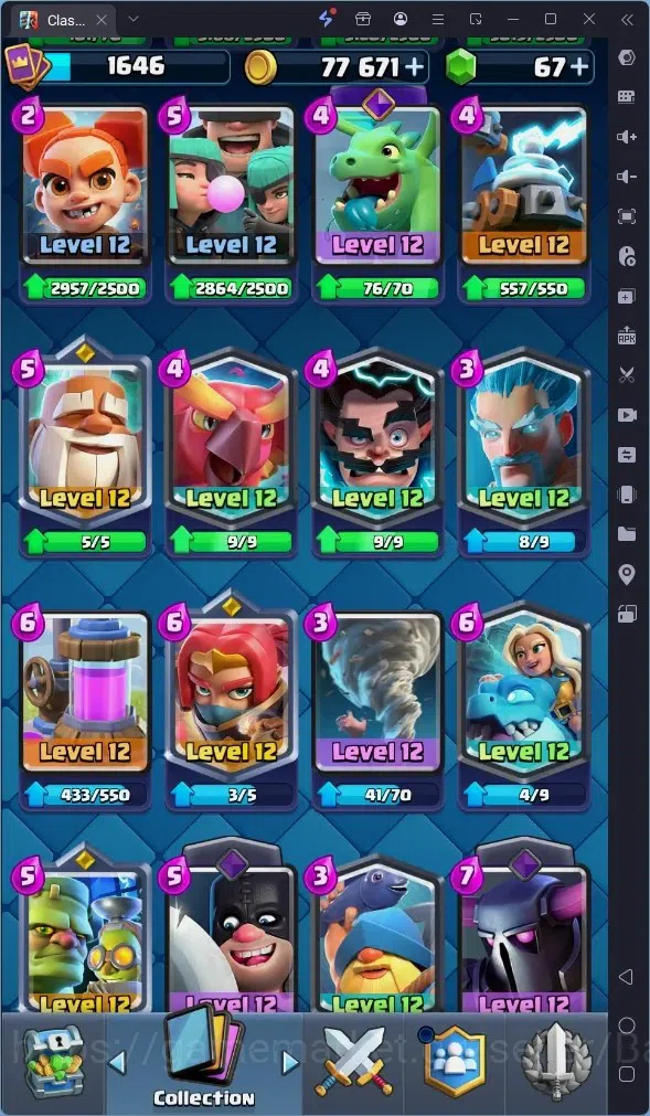 Clash Royale Accounts High-End Global |CL 1646|KTL 16|Trophy 13380|13 MAX|8 CHamp|6 Hero|14 Evo|Arena 31|77k Gold|67 10