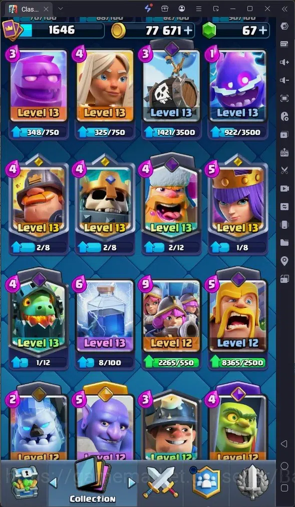 Clash Royale Accounts High-End Global |CL 1646|KTL 16|Trophy 13380|13 MAX|8 CHamp|6 Hero|14 Evo|Arena 31|77k Gold|67 8