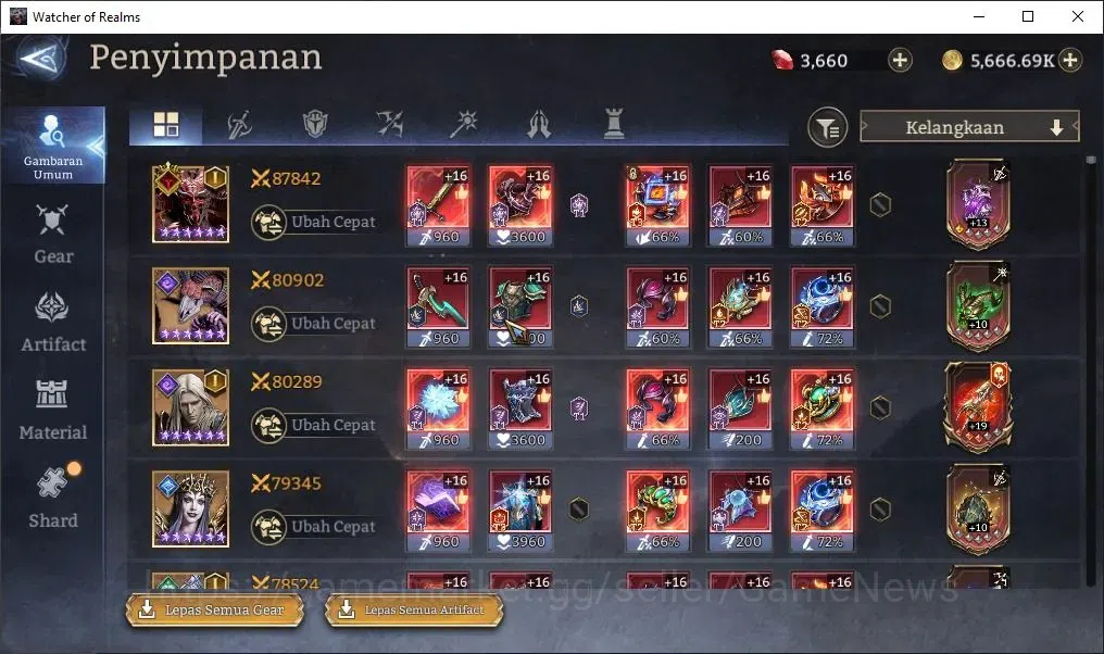 Watcher of Realms Accounts Global 60x|Lv 62|2,6M Power|4 Lord[Valderon,Ezaret image 14