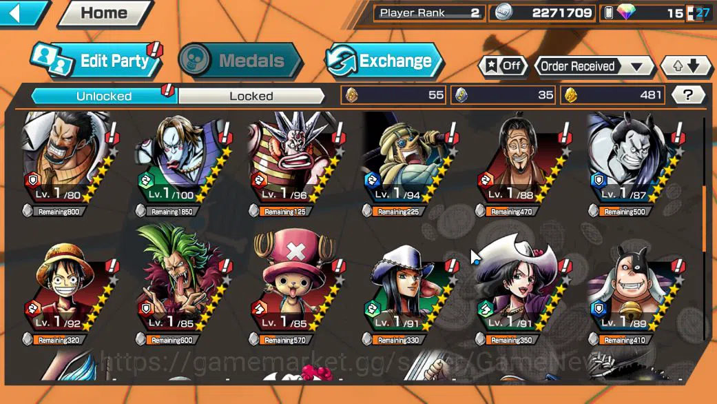 One Piece Bounty Rush Accounts Starter Global|5 EX|4Emperor Teach,[Borsalino],FilmZ Zephyr,BP Kuzan,5Elder Saturn|Rank 5