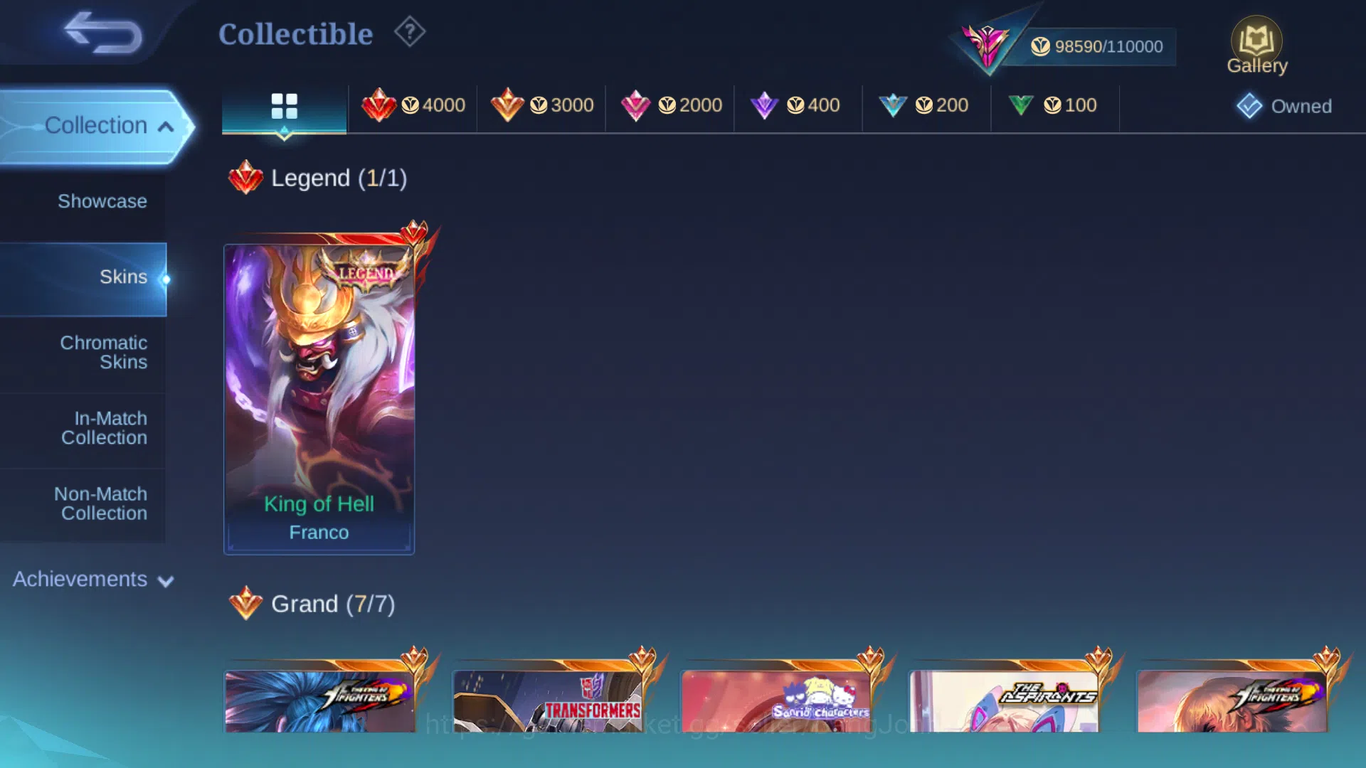 Mobile Legends: Bang Bang Accounts Hero 131 | Skin 328 | Legend Franco | Kof Gusion | image 7