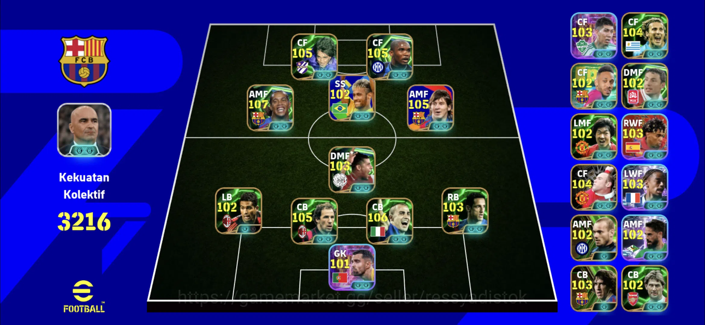 eFootball Accounts Legends & Iconic Players EFOOTBALL DREAM ACCOUNT | EPIC SAMUEL ETOO,RONALDINHO,MESSI PACK,NEYMAR JR,F 1