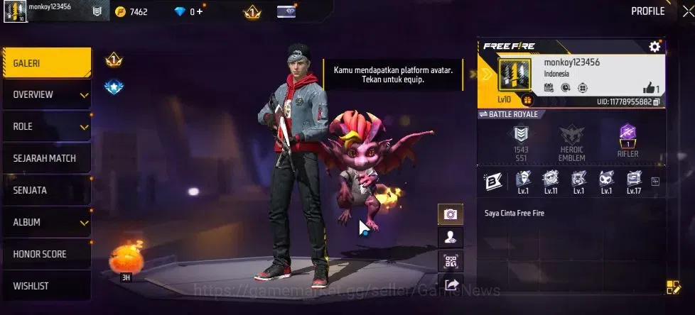 Free Fire Accounts Indonesia | Starter | MP40 Predatory Cobra Lv 2 |  image 2