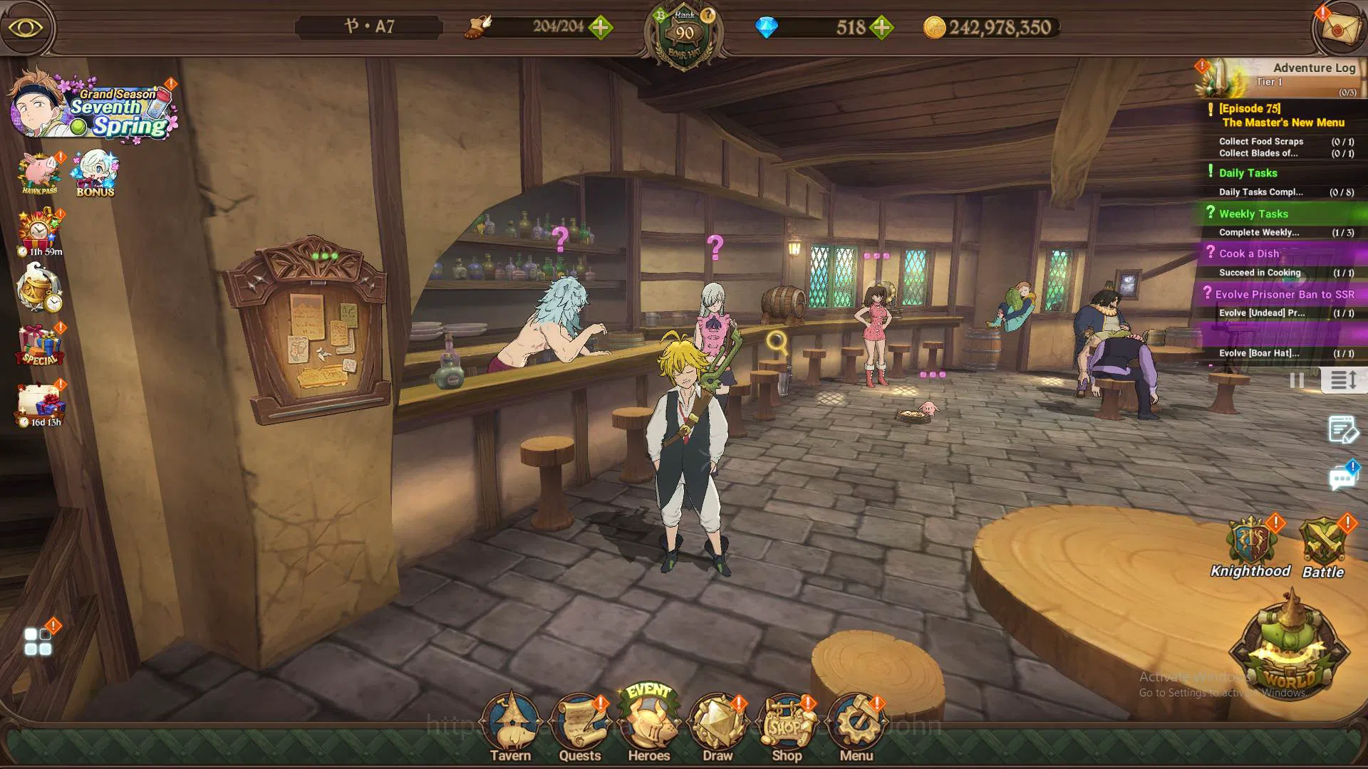 The Seven Deadly Sins: Grand Cross Accounts Others ASIA|950K CC|DM 518|1LR Elizabeth|Collab Sho<Shinra|UR DK