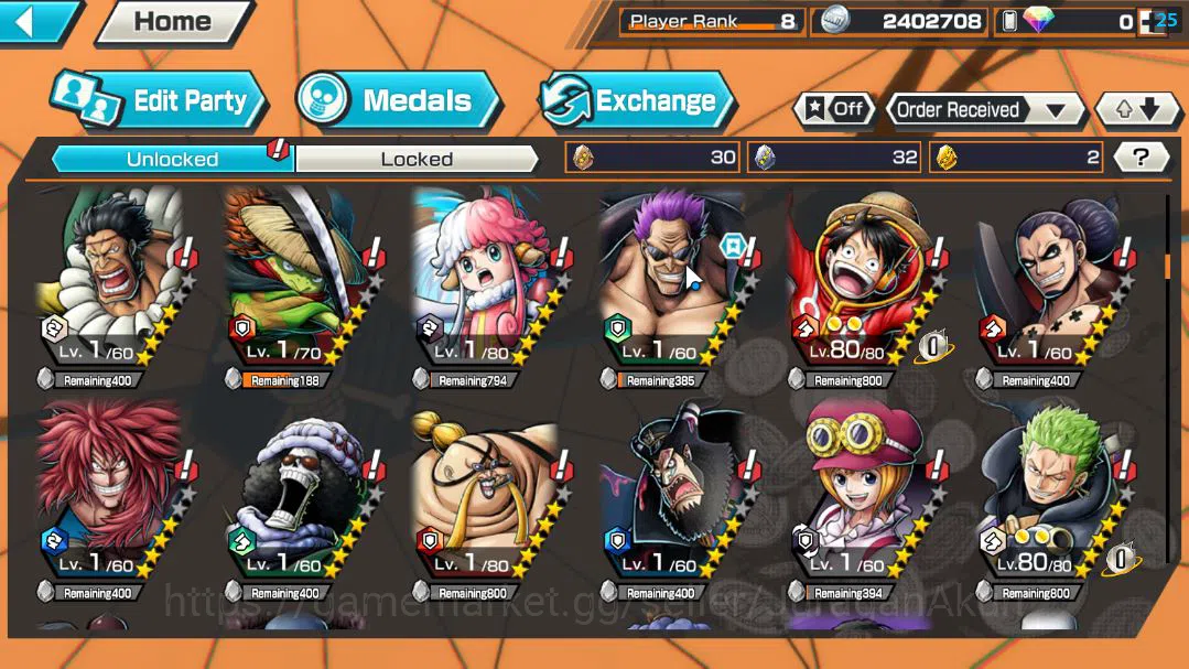 One Piece Bounty Rush Accounts Starter Global |4 EX META|Film Z Zephir,Blackbeard Kuzan,Kaido's Son Yamato,Awaken Form Rob 7