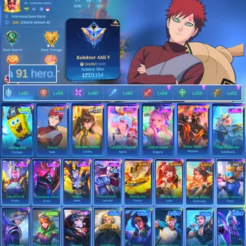 Mobile Legends: Bang Bang Accounts Others HERO 91 SKIN 121 | EMBLEM GOOD | VALE GARA| EPIC NANA | EPIC MOSKOV | HERO GOOD