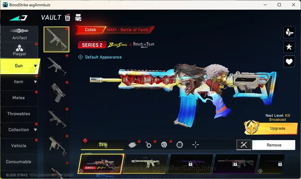 Blood Strike Accounts Collab Skin ASIA| Collab: M4A1-Battle of Faith,SKS-Mumen|Limited: MCX-Ascendant |6Ultra Guns| Melee 1