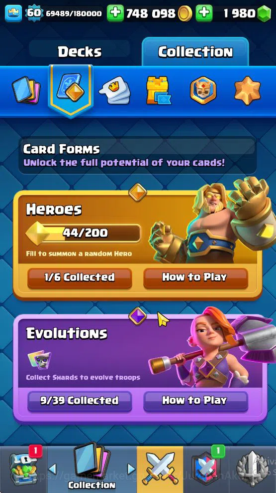 Clash Royale Accounts High-End Lvl 60|Trophy 10744|KTL 15|Limited Skin|Card 121| 1 Hero 9 EVO 8 Champ 21 Legendary 33 10