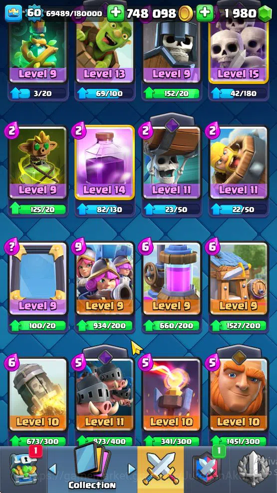 Clash Royale Accounts High-End Lvl 60|Trophy 10744|KTL 15|Limited Skin|Card 121| 1 Hero 9 EVO 8 Champ 21 Legendary 33 8