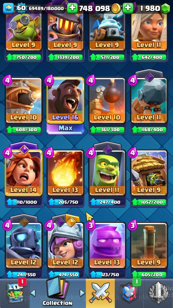Clash Royale Accounts High-End Lvl 60|Trophy 10744|KTL 15|Limited Skin|Card 121| 1 Hero 9 EVO 8 Champ 21 Legendary 33 9
