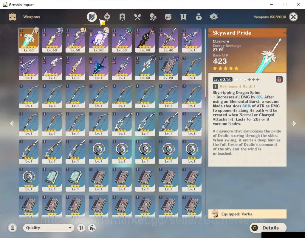 Genshin Impact Accounts ASIA|AR32|2Limited+1(*5Weapon)|Nicole,Varka|McMale image 6