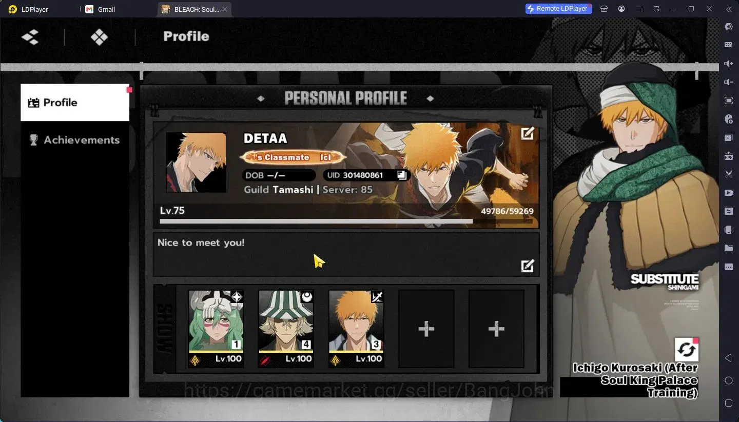 BLEACH: Soul Resonance Accounts Nuverse SEA|Lv 75|8 SSR + 6 1