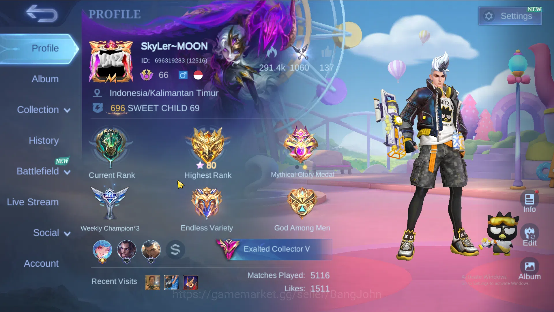 Mobile Legends: Bang Bang Accounts Hero 131 | Skin 329 | Sanrio Claude | MetroZero Ro image 1
