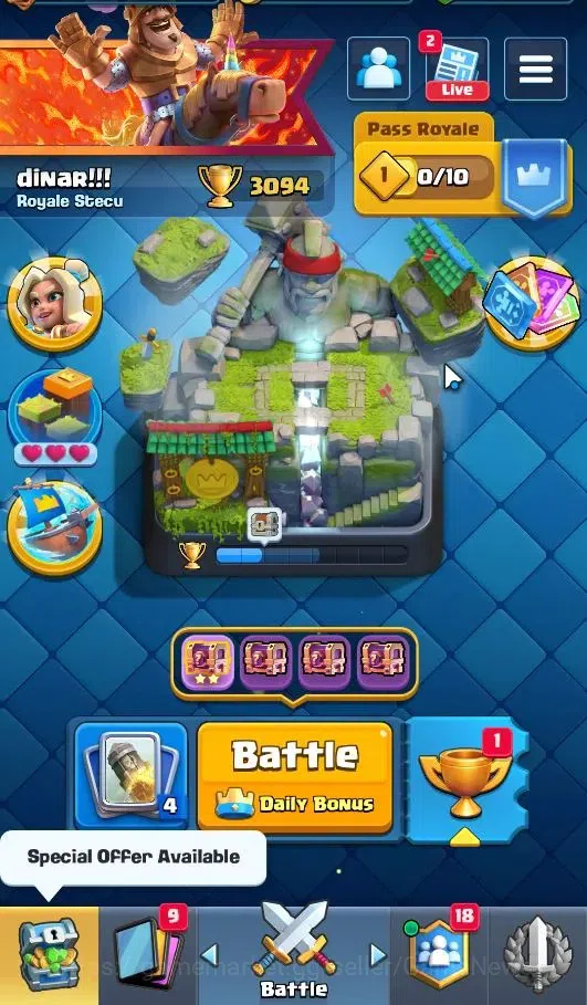 Clash Royale Accounts KTL 10|Trophy 3211|Card 70/121|1 Hero 2 EVO 8 Cham image 1