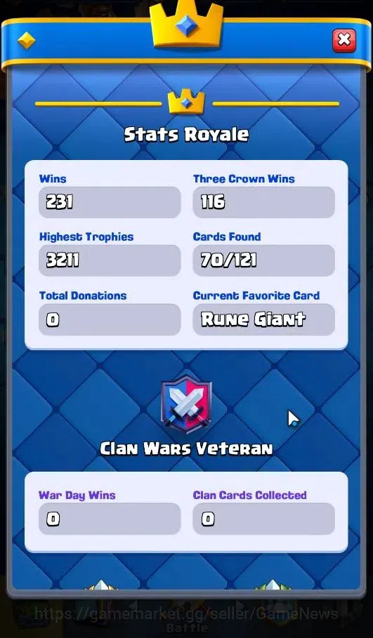 Clash Royale Accounts KTL 10|Trophy 3211|Card 70/121|1 Hero 2 EVO 8 Cham image 6