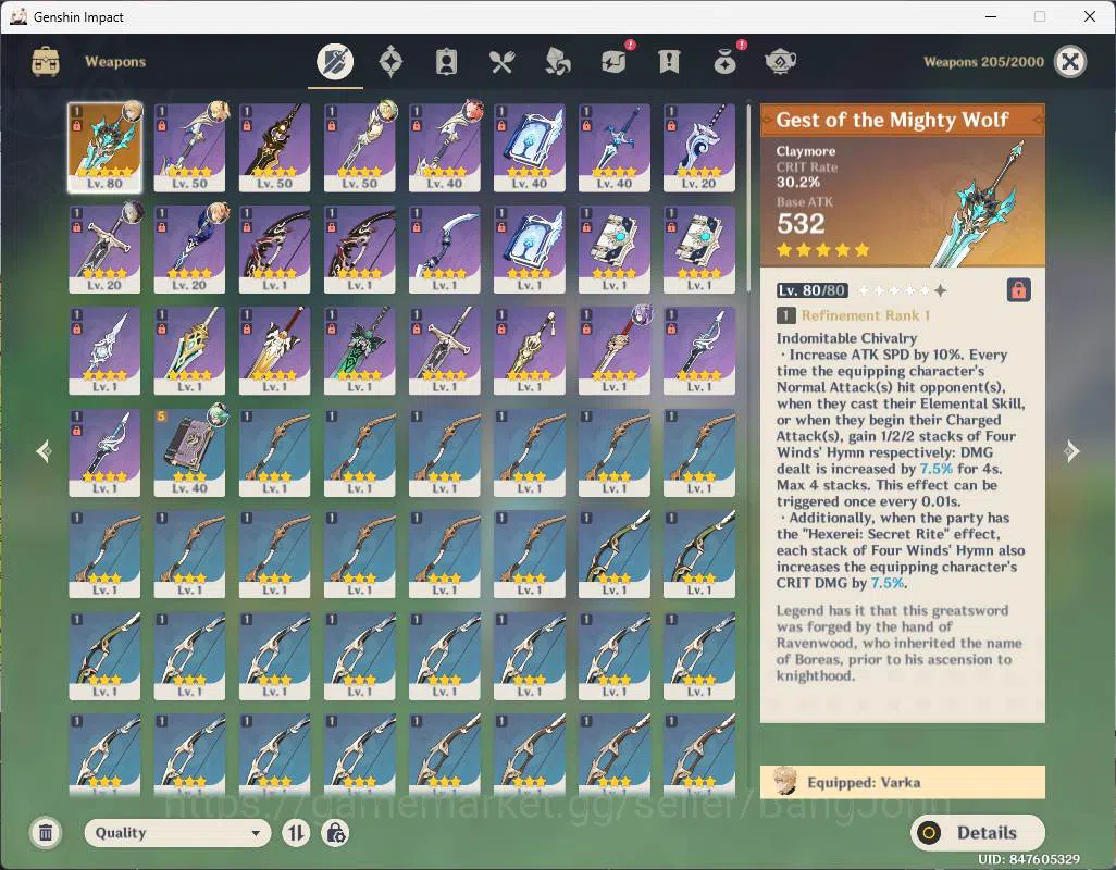 Genshin Impact Accounts ASIA | AR 45 | Varka , Navila , Skirk, Jean, Xiang image 4
