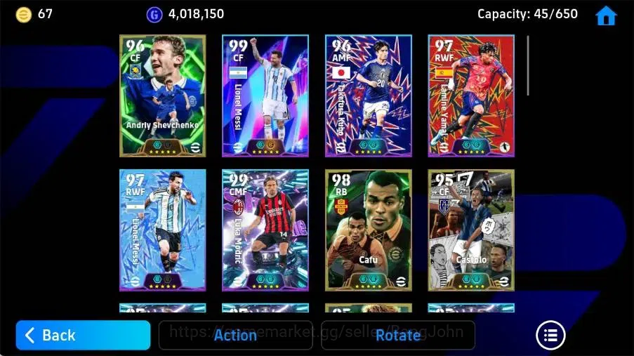 eFootball Accounts Mobile|PW 3222|Fablo Cannavaro Epic,Eric Cantona E image 3