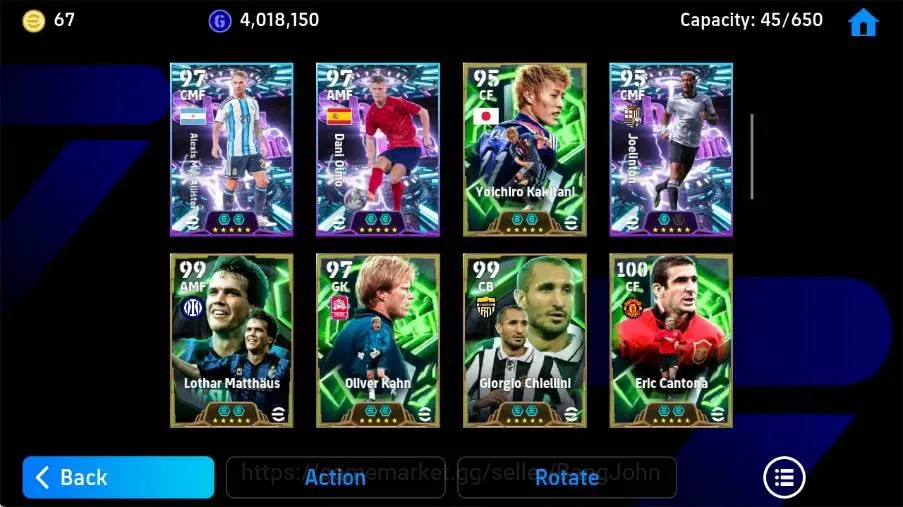 eFootball Accounts Mobile|PW 3222|Fablo Cannavaro Epic,Eric Cantona E image 4
