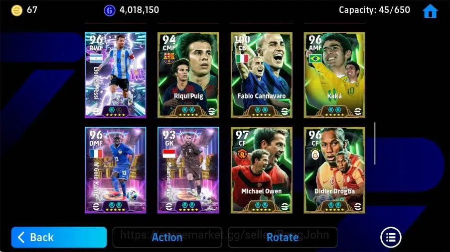 eFootball Accounts Mobile|PW 3222|Fablo Cannavaro Epic,Eric Cantona E image 6