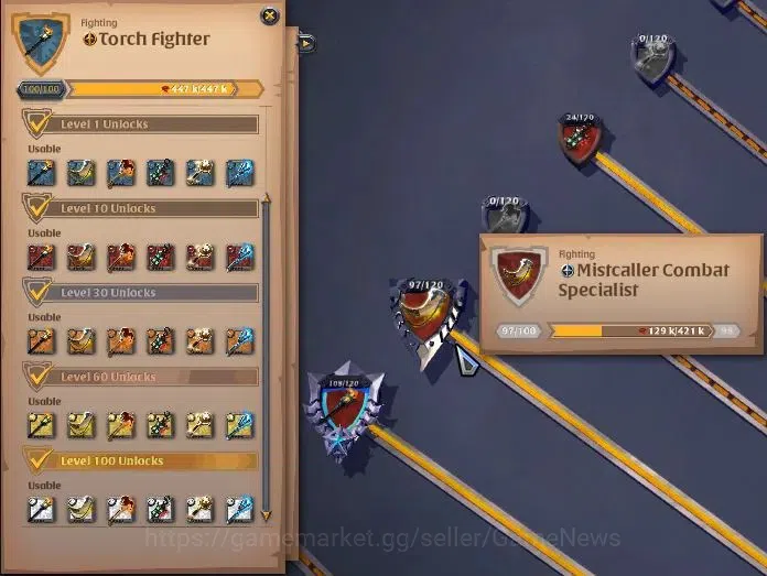 Albion Online Accounts High-End ASIA|331M Total Fame|5 WP Lv 100+ PVP&PVE Build|4 Off Hand Lv 100+|3 T7 GatheringTool|19,8M 13
