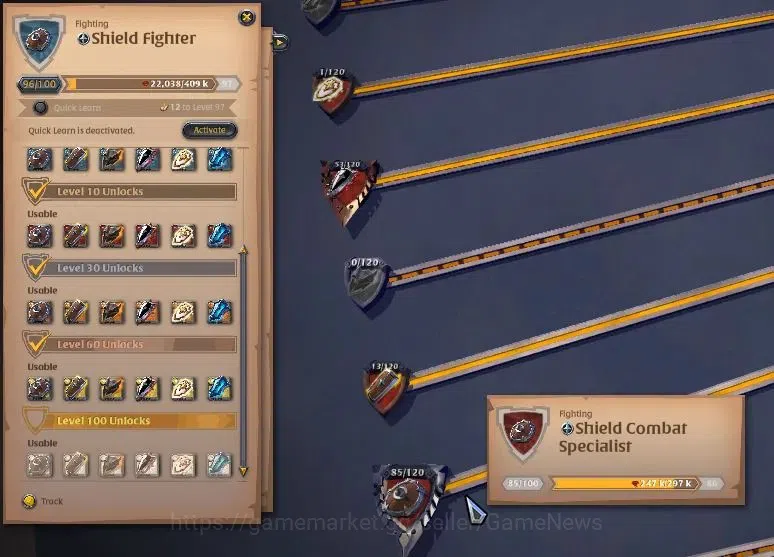 Albion Online Accounts High-End ASIA|331M Total Fame|5 WP Lv 100+ PVP&PVE Build|4 Off Hand Lv 100+|3 T7 GatheringTool|19,8M 17
