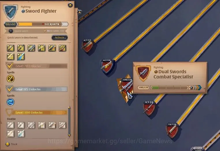 Albion Online Accounts High-End ASIA|331M Total Fame|5 WP Lv 100+ PVP&PVE Build|4 Off Hand Lv 100+|3 T7 GatheringTool|19,8M 7
