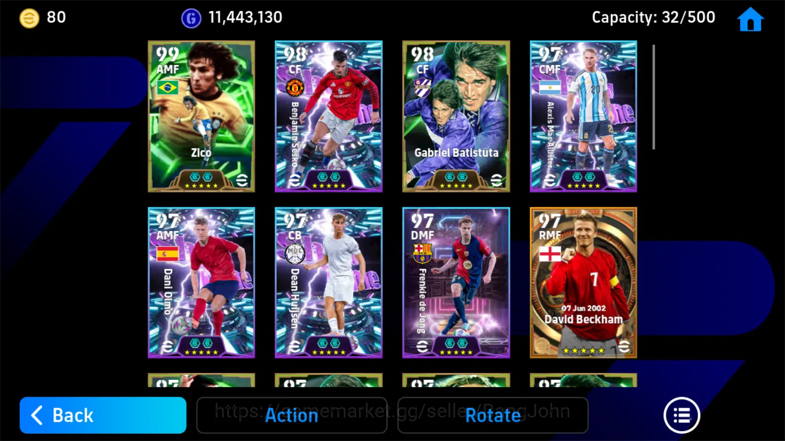 eFootball Accounts Others Power 3187 | sesko showtime,zico blitz epicdb, de jong showtime,joey palupessy Coach 4