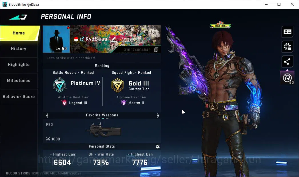 Blood Strike Accounts Mid-Tier ASIA|7 ETERNAL ZERO,AK47-Chiaro,KAG-6 Dyna,P90-Empy,Uzi,QBZ95,UMP45|Melee Kukri,Lightblade|27 2