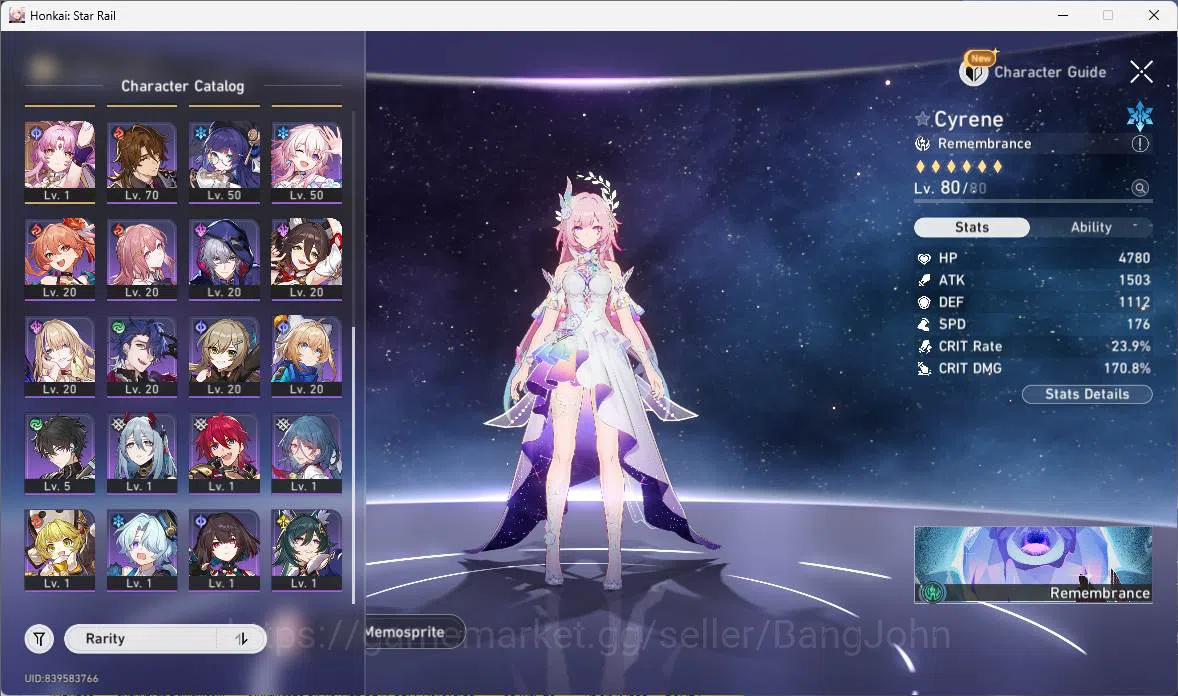 Honkai Star Rail Accounts Others ASIA|TL 67|11 Limit|Phainon,Cyrene,The Herta+sign,Hyacine,Seele,Archer,Ruan 3
