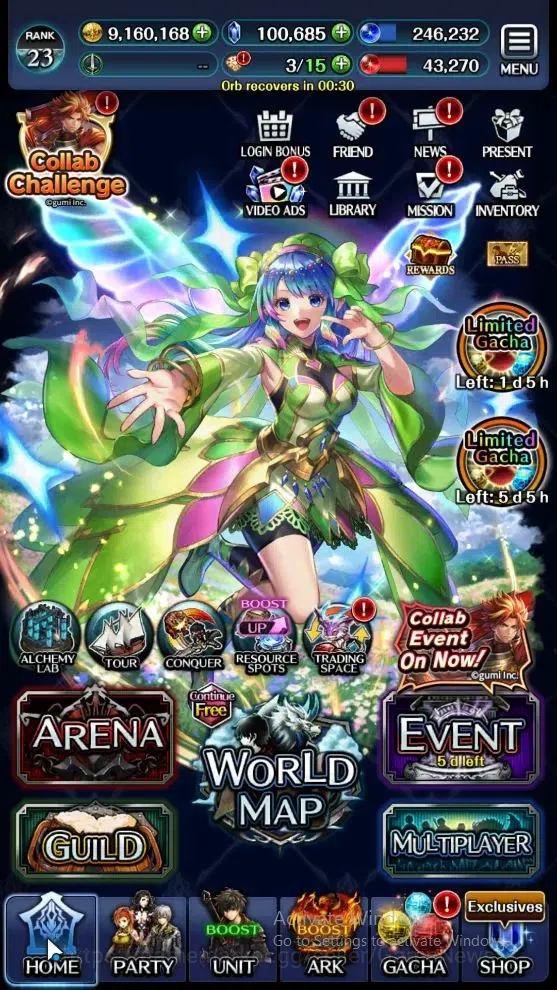 Last Cloudia Accounts Mid‑Game GLOBAL|Rank23|100K Crystal|Colab BraveFrontier(G Tilith,FG Vargas)+(G Lilaha,A Roland,Kanon 7