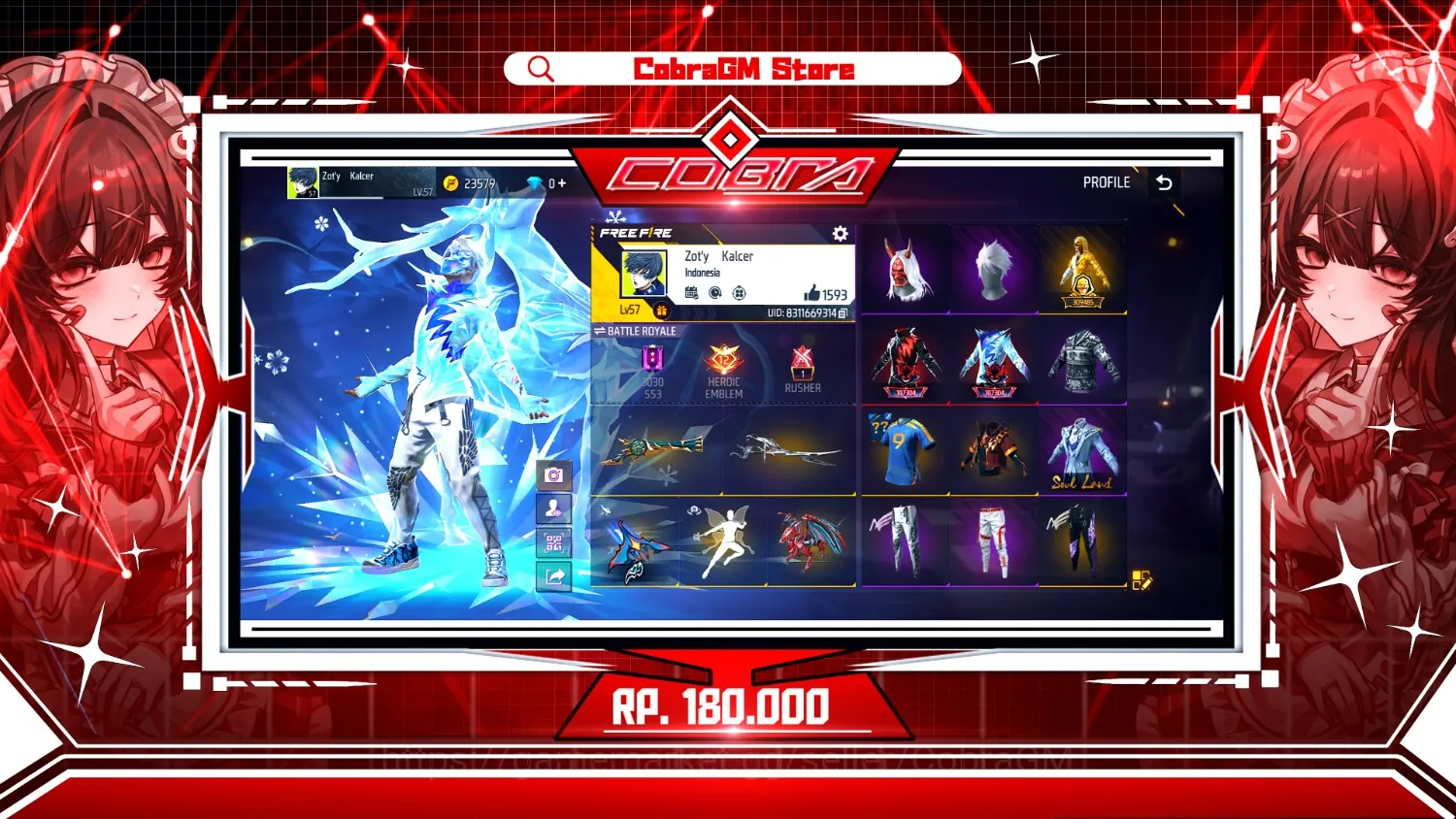 Free Fire Accounts Akun Free Fire Vault 148 | Dreamspace | FJoker | Football Star | Bundit | Angel | Baju Gajah | Sg Terompet 1