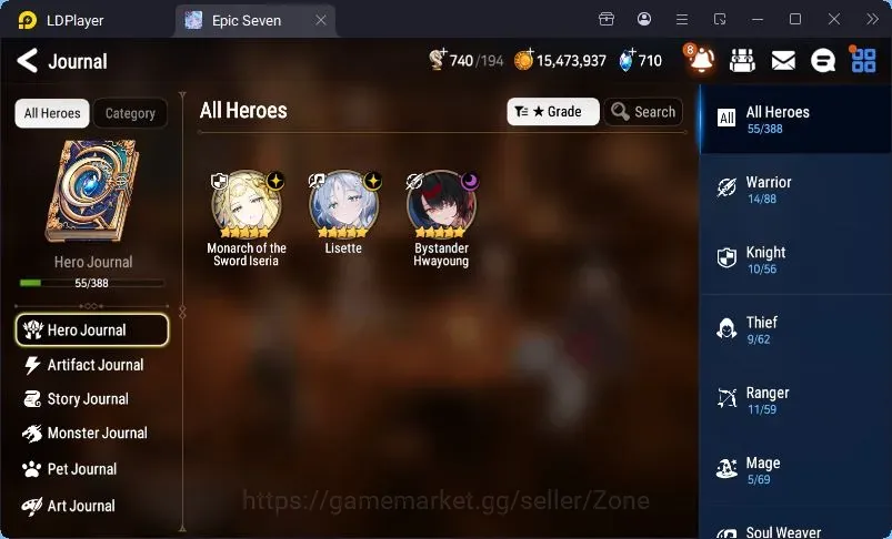 Epic Seven Accounts Starter Global Unverif|Best Starter|3 ML(MoSIseria,Lisette,B.Hwayoung)|PoH+Bless ON|Side Story 1