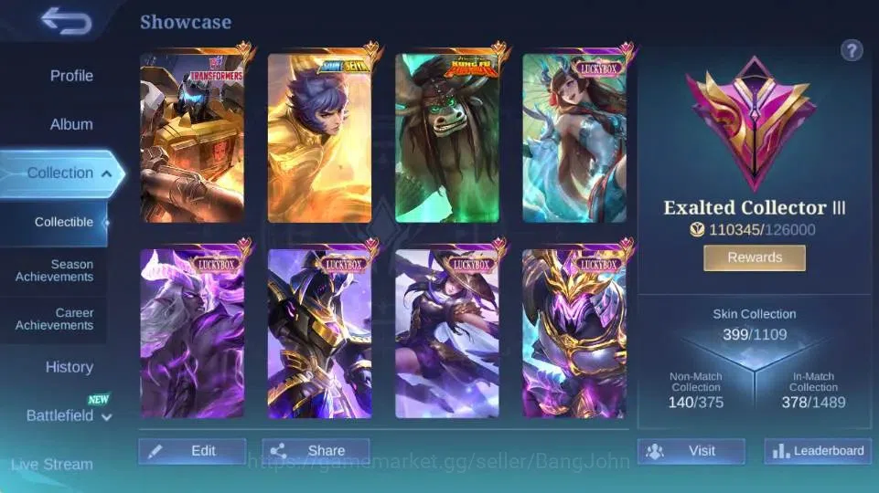 Mobile Legends: Bang Bang Accounts Global|Skin 399|Exalted|KOF Karina,SaintSeiya Vali image 20
