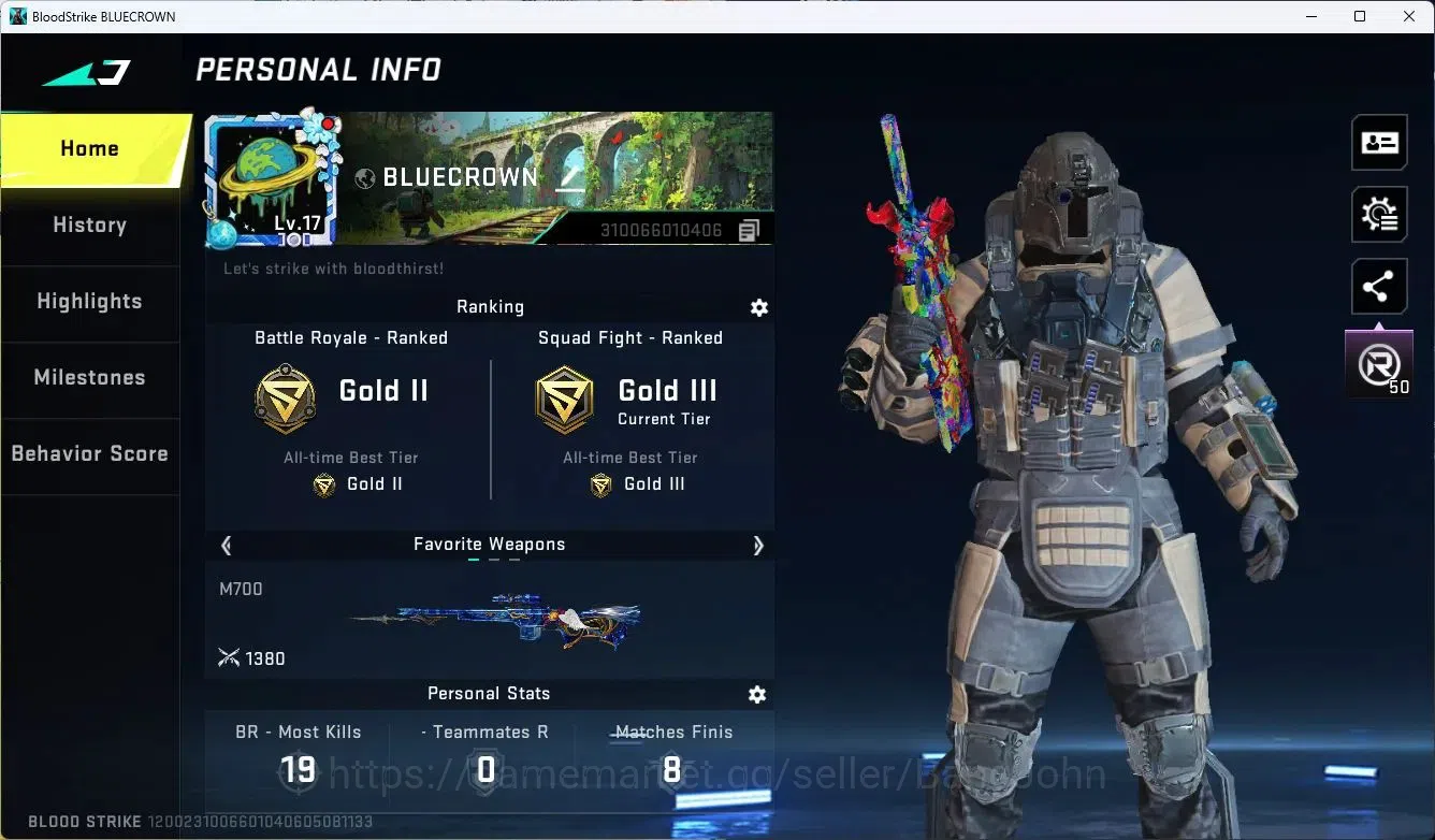 Blood Strike Accounts ASIA |COLLAB=AK47,KAG-6,M700|ULTRA=P90|MORE DETAIL image 2
