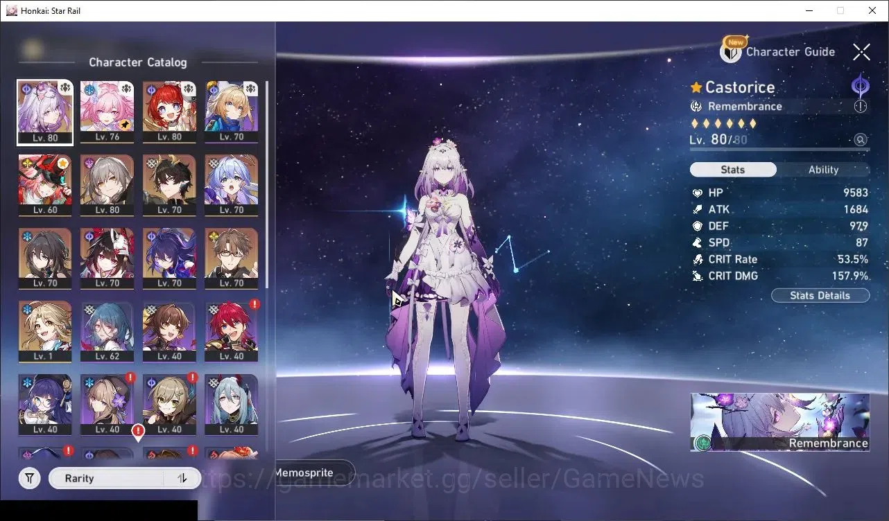 Honkai Star Rail Accounts Others Asia|Selector ON|TL 65|9 Limited| (Castorice)+Sign 1