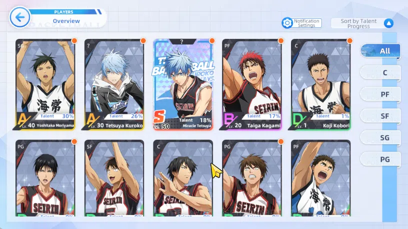 Kuroko's Basketball Street Rivals Accounts SEA SV14 | LVL24 | Miracle Kuroko + 9 Other Charac image 2