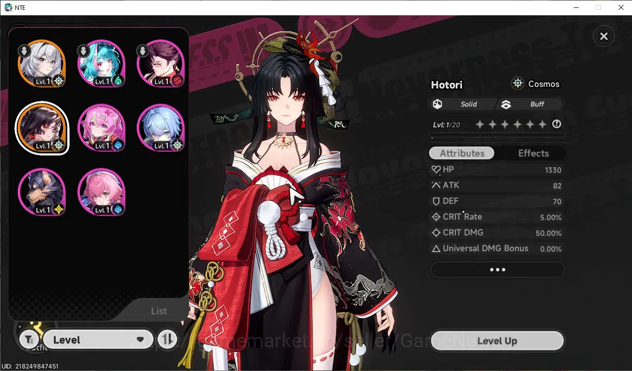 Neverness to Everness Accounts GLOBAL SEA|HL 3|1 Limited (Hatori A1), 6 A Class|3 Selector ON|Orchid Breese Glider|Female 1
