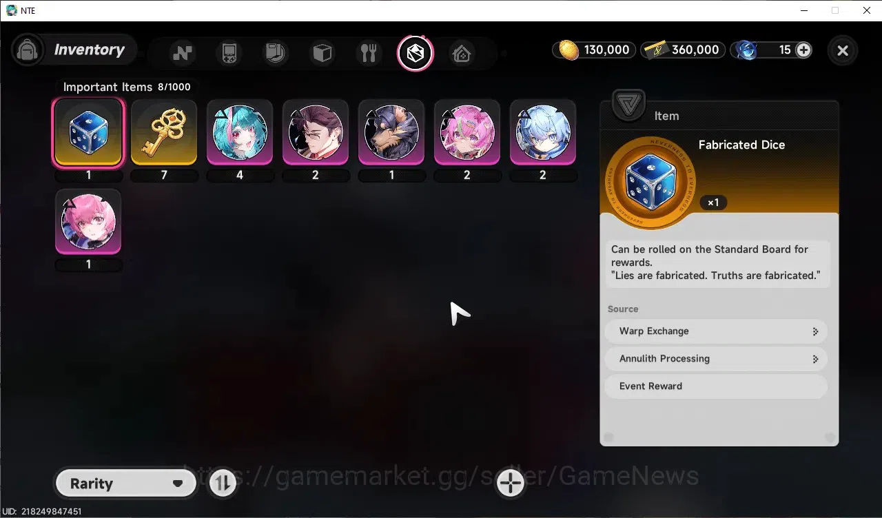 Neverness to Everness Accounts GLOBAL SEA|HL 3|1 Limited (Hatori A1), 6 A Class|3 Selector ON|Orchid Breese Glider|Female 10