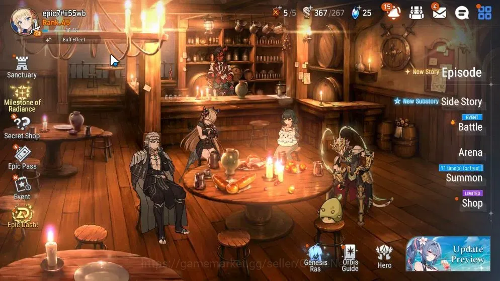 Epic Seven Accounts High-End Global UnVerif|NewEra|7 ML(RnL,DB Senya,ATywin,RViolet,etc)+Rinak,Setsuka,AS Flan,etc|33K 1