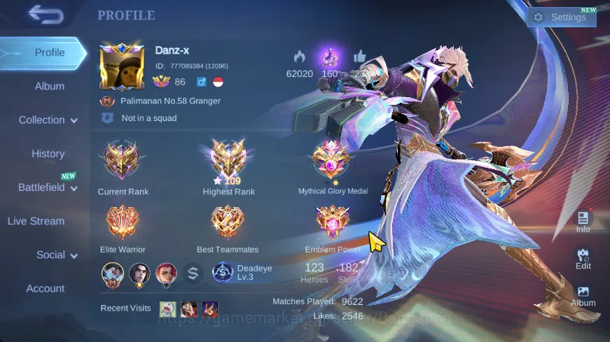 Mobile Legends: Bang Bang Accounts Collector Hero 120+ | Skin 180+, M& granger, Saint S badang, Neymar Bruno, Limited 1
