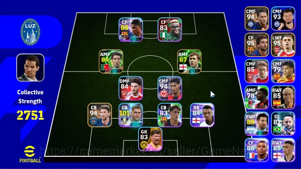 eFootball Accounts High-End Android|Power 2751|Epic Paul Shcoles,Rui Costa|Show Time Micky van de Ven,Marcus Rashford,Lionel 1