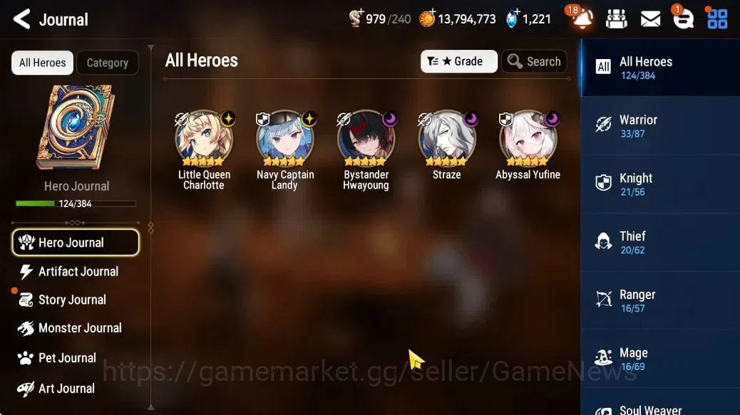 Epic Seven Accounts Limited Hero GLOBAL UnVerif|New Era|5 ML (LQ Charlote,BysHwayung,Straze,etc)+Aube,Aubade,Setsuka,etc|1K 1