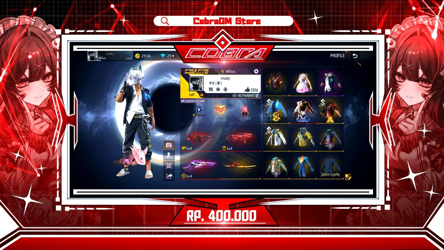 Free Fire Accounts Akun Free Fire Vault 428 | Evo 3 | Solar Esclipe | Jujutsu Kaisen | Poker | FJoker | Foxlight | Genji 1