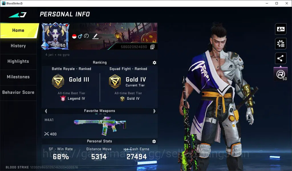 Blood Strike Accounts ASIA LVL 50 GOLD ULTRA ORIGIN 12 ULTRA URB ASURA U image 1