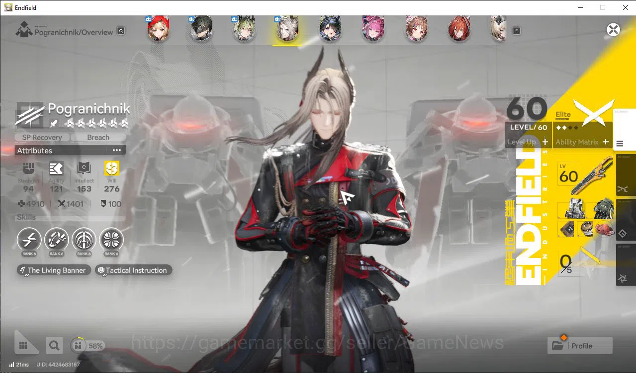Arknights: Endfield Accounts Asia|Ready Gacha|Lv57|7SSR(3Limit)+8(*6WP)(Rossi,YvonneP2)+Sign,Tangtang|32k Oro|Ars 4