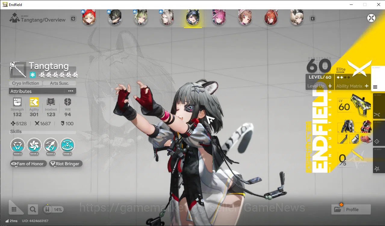 Arknights: Endfield Accounts Asia|Ready Gacha|Lv57|7SSR(3Limit)+8(*6WP)(Rossi,YvonneP2)+Sign,Tangtang|32k Oro|Ars 5