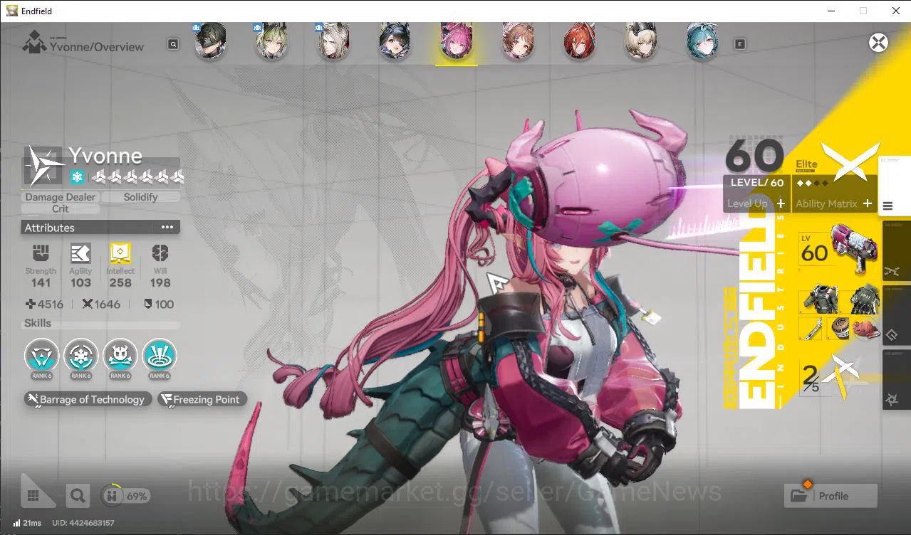 Arknights: Endfield Accounts Asia|Ready Gacha|Lv57|7SSR(3Limit)+8(*6WP)(Rossi,YvonneP2)+Sign,Tangtang|32k Oro|Ars 6