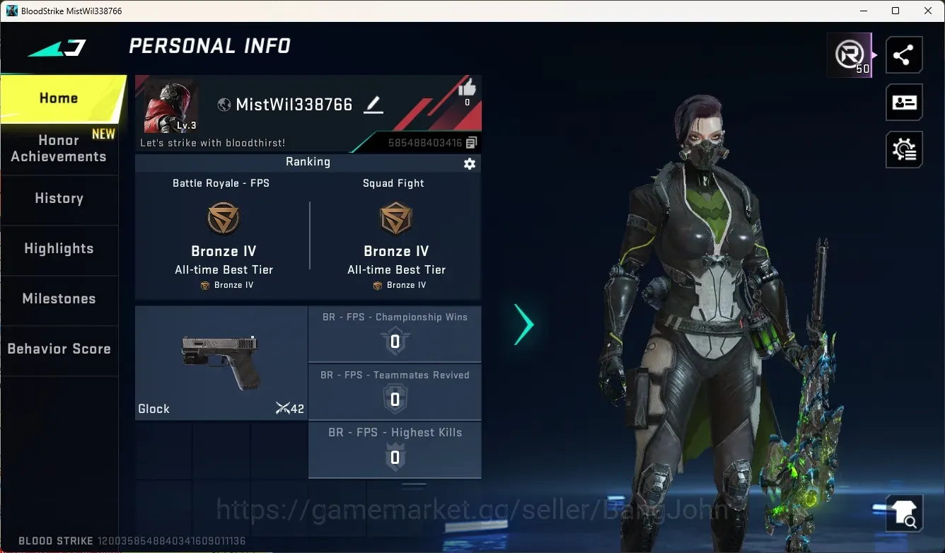 Blood Strike Accounts Others ASIA|Eternal Gun: M82 - Noxdra|1 Epic Name-Changing Card|Check SS BS3193B 1