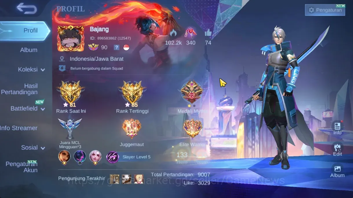 Mobile Legends: Bang Bang Accounts Collector Hero 133|Skin 230|High Glory 80|Lborn (Alucard,Fanny),MWorld Ling,Pace 1
